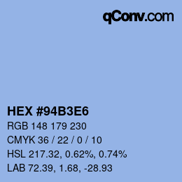Color code: HEX #94B3E6 | qconv.com