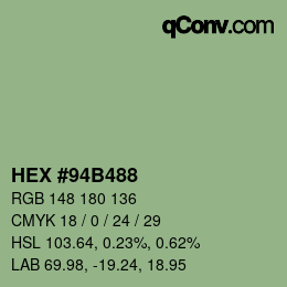 颜色代码: HEX #94B488 | qconv.com