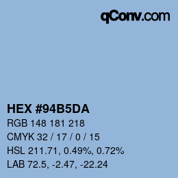 カラーコード: HEX #94B5DA | qconv.com