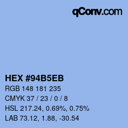 カラーコード: HEX #94B5EB | qconv.com