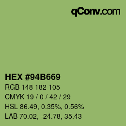 颜色代码: HEX #94B669 | qconv.com