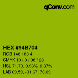 Farbcode: HEX #94B704 | qconv.com
