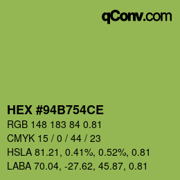 Farbcode: HEX #94B754CE | qconv.com