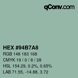 Color code: HEX #94B7A8 | qconv.com