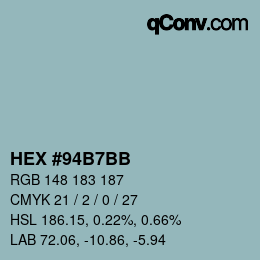 Color code: HEX #94B7BB | qconv.com