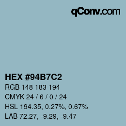 Código de color: HEX #94B7C2 | qconv.com