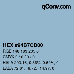 Farbcode: HEX #94B7CD00 | qconv.com