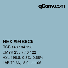 Color code: HEX #94B8C6 | qconv.com