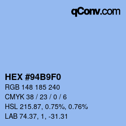 颜色代码: HEX #94B9F0 | qconv.com