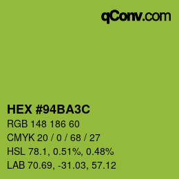 Color code: HEX #94BA3C | qconv.com