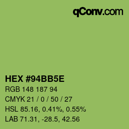 Color code: HEX #94BB5E | qconv.com