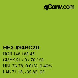 Color code: HEX #94BC2D | qconv.com