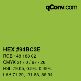 Color code: HEX #94BC3E | qconv.com