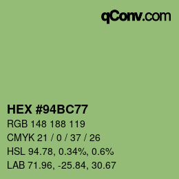 Color code: HEX #94BC77 | qconv.com