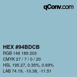 Color code: HEX #94BDCB | qconv.com