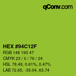 颜色代码: HEX #94C12F | qconv.com