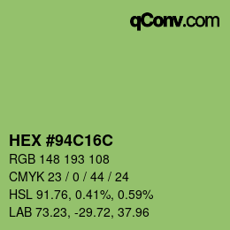 Color code: HEX #94C16C | qconv.com