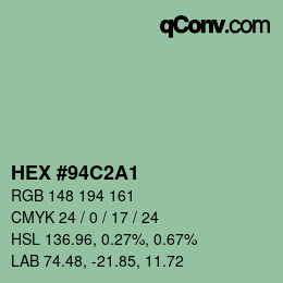 Color code: HEX #94C2A1 | qconv.com