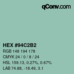 Color code: HEX #94C2B2 | qconv.com