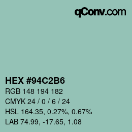 颜色代码: HEX #94C2B6 | qconv.com