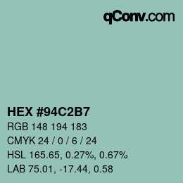 颜色代码: HEX #94C2B7 | qconv.com