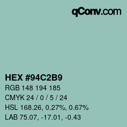 Color code: HEX #94C2B9 | qconv.com