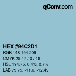 カラーコード: HEX #94C2D1 | qconv.com