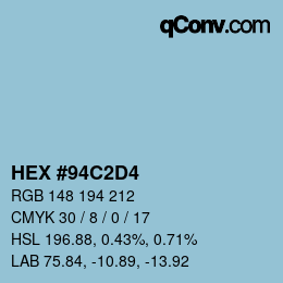 カラーコード: HEX #94C2D4 | qconv.com