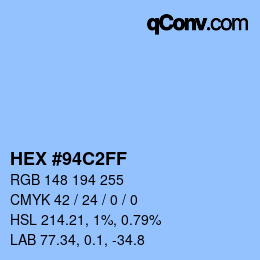 颜色代码: HEX #94C2FF | qconv.com