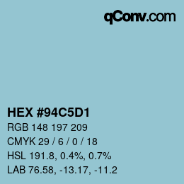 Color code: HEX #94C5D1 | qconv.com