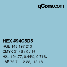 カラーコード: HEX #94C5D5 | qconv.com