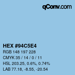 カラーコード: HEX #94C5E4 | qconv.com