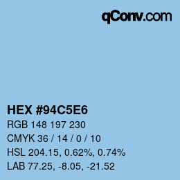 カラーコード: HEX #94C5E6 | qconv.com