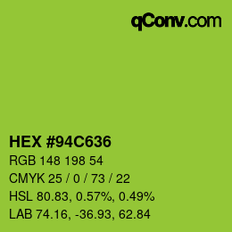 Color code: HEX #94C636 | qconv.com