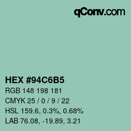 Color code: HEX #94C6B5 | qconv.com