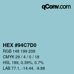 カラーコード: HEX #94C7D0 | qconv.com