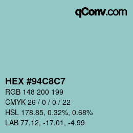 Color code: HEX #94C8C7 | qconv.com