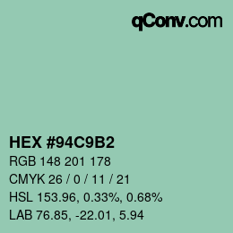 Farbcode: HEX #94C9B2 | qconv.com