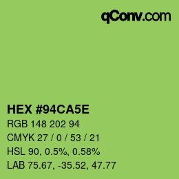 Color code: HEX #94CA5E | qconv.com