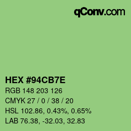 Color code: HEX #94CB7E | qconv.com