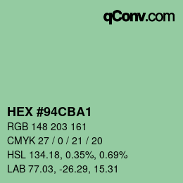 Color code: HEX #94CBA1 | qconv.com