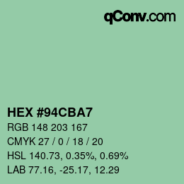 Color code: HEX #94CBA7 | qconv.com
