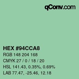 颜色代码: HEX #94CCA8 | qconv.com