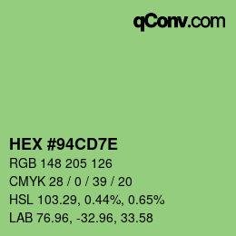 Color code: HEX #94CD7E | qconv.com