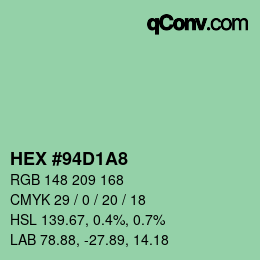 Color code: HEX #94D1A8 | qconv.com