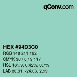 Color code: HEX #94D3C0 | qconv.com