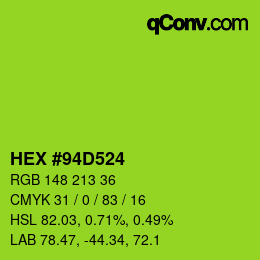 Color code: HEX #94D524 | qconv.com