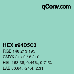 Color code: HEX #94D5C3 | qconv.com