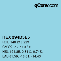 Farbcode: HEX #94D5E5 | qconv.com