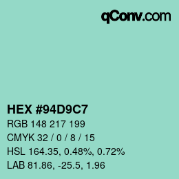 Color code: HEX #94D9C7 | qconv.com